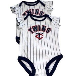 Minnesota Twins Baby Bodysuit Set 0/3M Genuine MLB Merchandise White & Navy